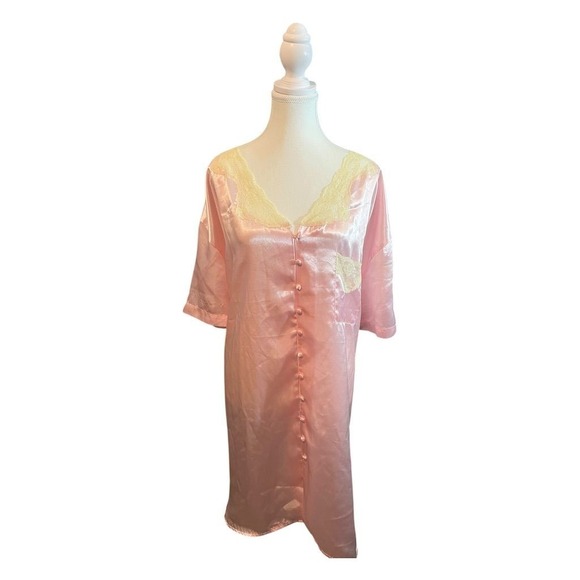 Intimate Moments Other - Intimate Moments Vintage Pink Satin‎ Chemise Nightgown Lace Trim